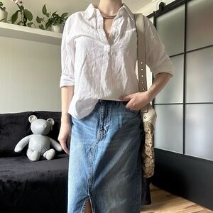 GAP White Textured Blouse